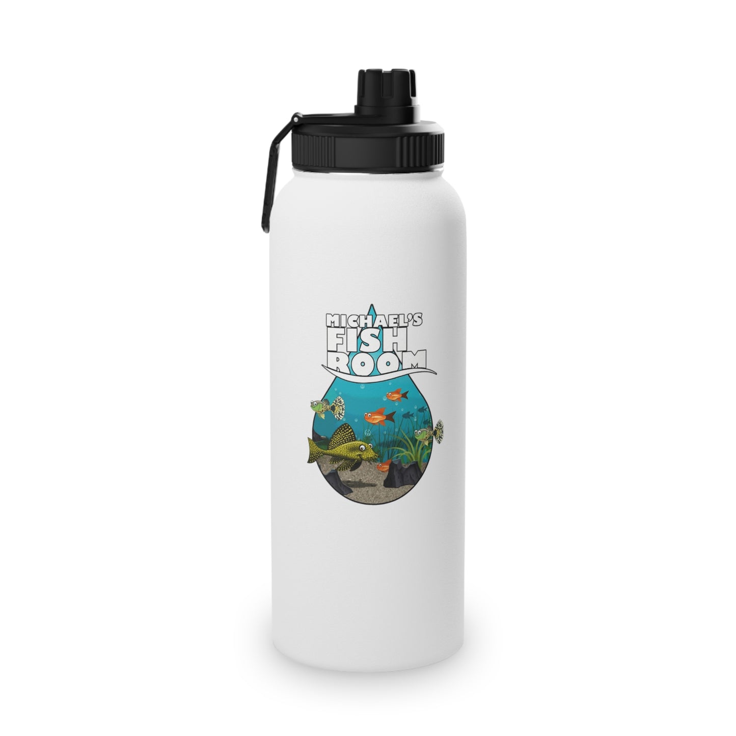 Michael's Fish Room Stainless Steel Water Bottle, Sports Lid