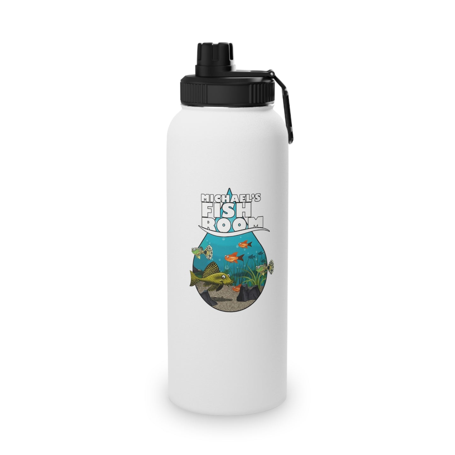 Michael's Fish Room Stainless Steel Water Bottle, Sports Lid